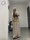 SWAYING 24 Autumn and Winter Thick Lapel Cardigan SW-SW24AW1T71-HZ Gray Brown SW-SW24AW1T70